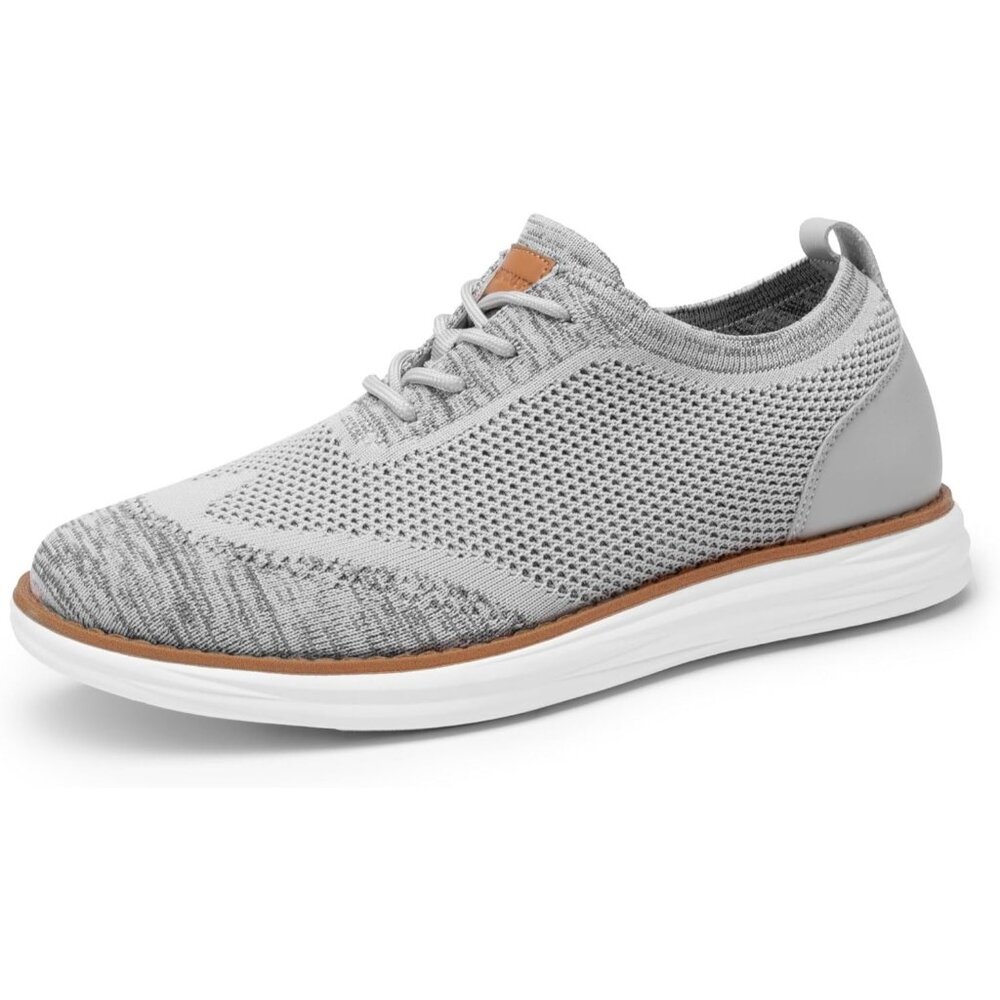 ⚡Men Grey Wave Knit Flex Breeze Mesh Oxfords Lace-Up Lightweight Walking Sneaker